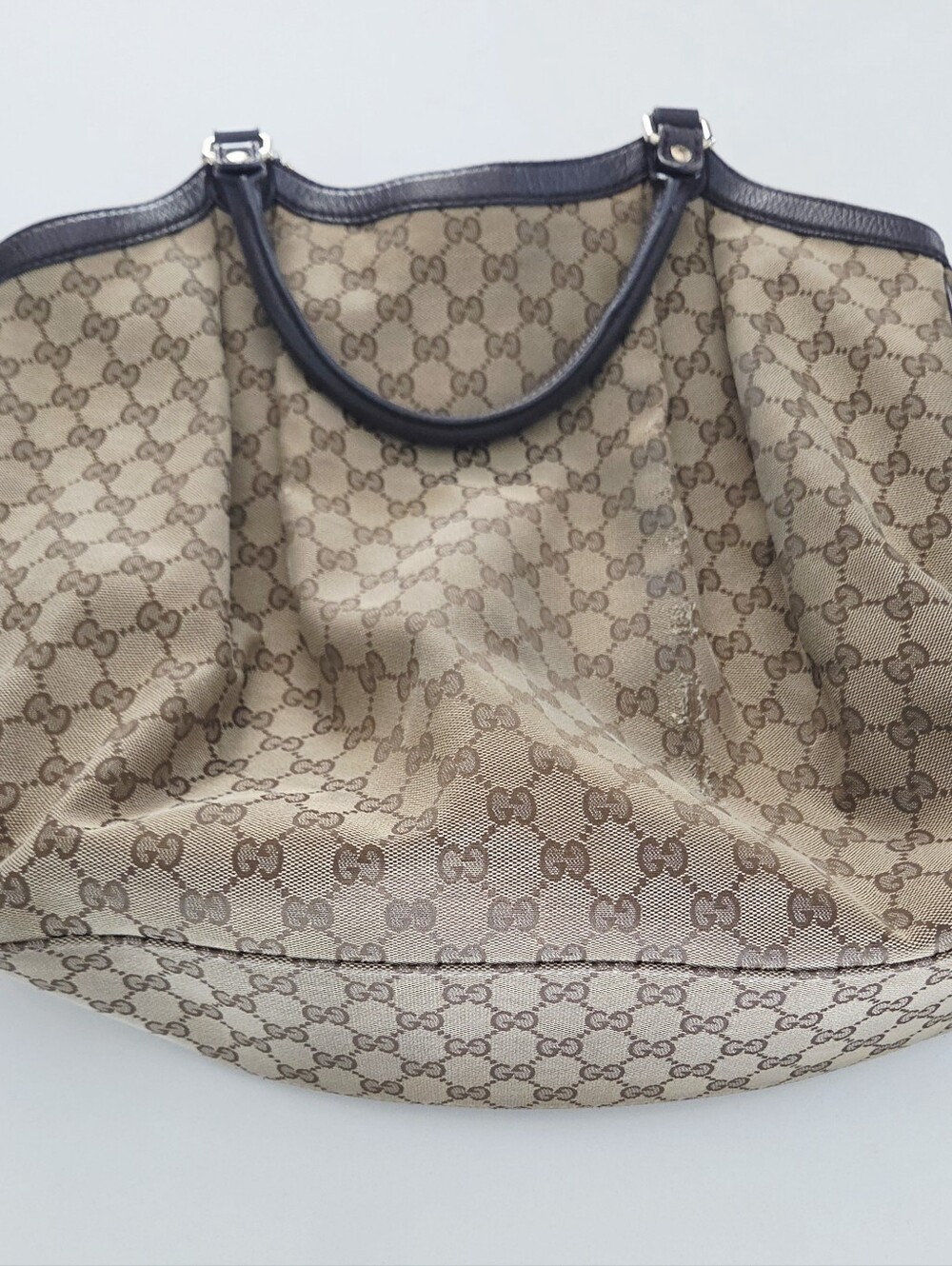 Gucci Beige Brown GG Canvas Tote with Dark Brown Trim - Picture 4 of 4